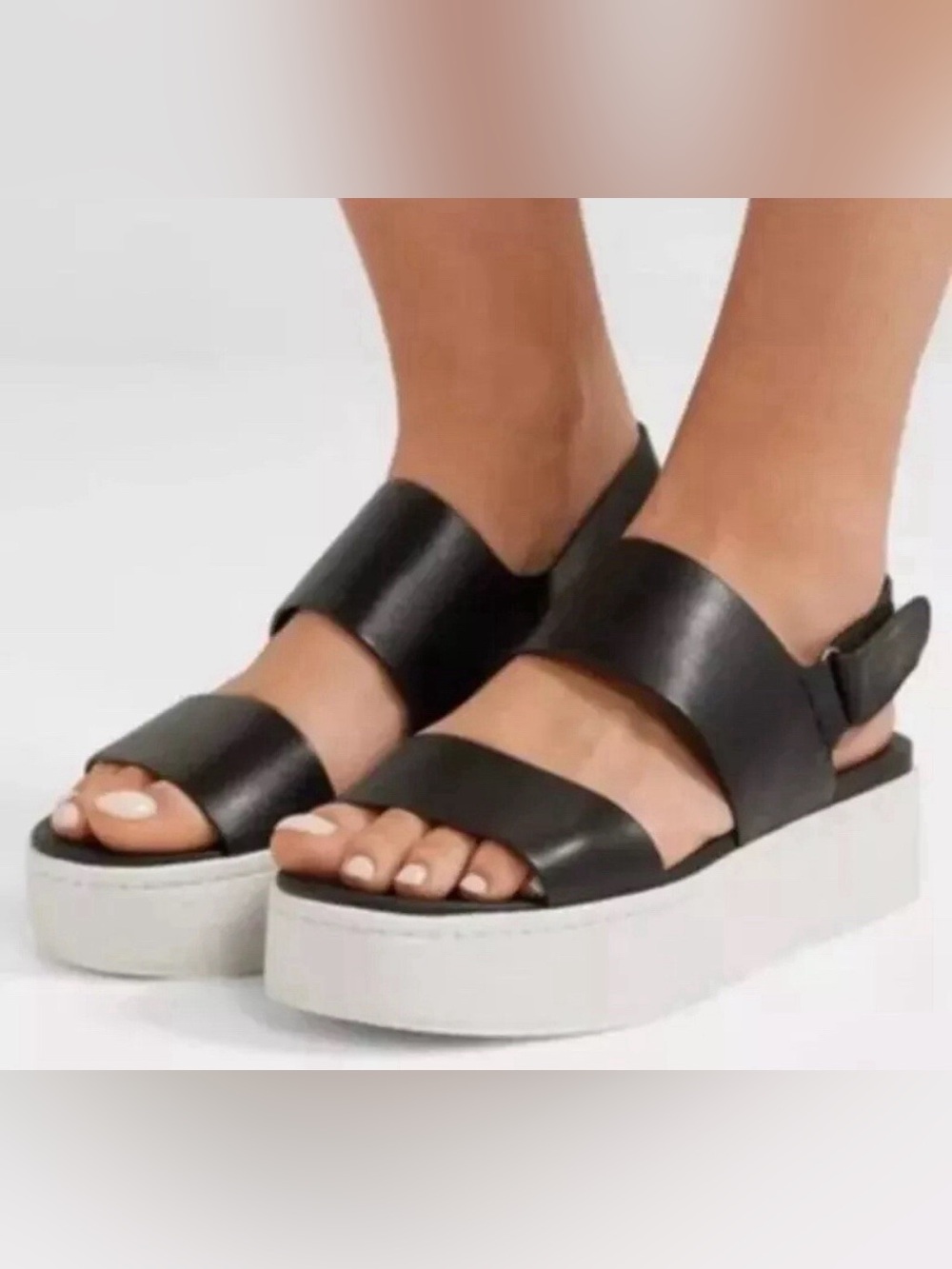 VINCE Westport Black Platform Sandals with White Sole